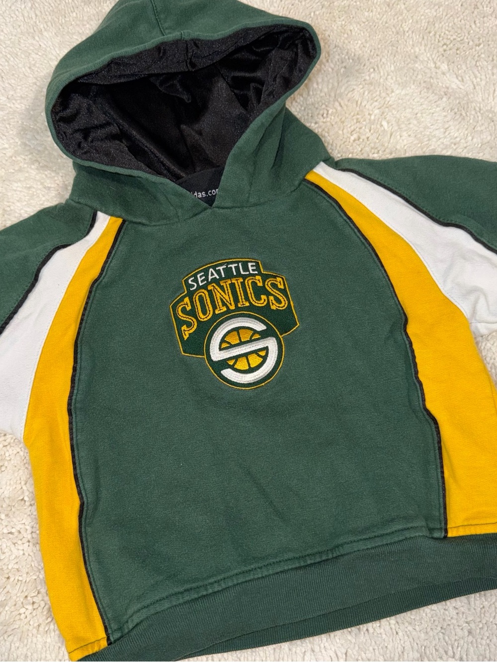 adidas Kids Green, Yellow & White Seattle Sonics Hoodie Sweatshirt